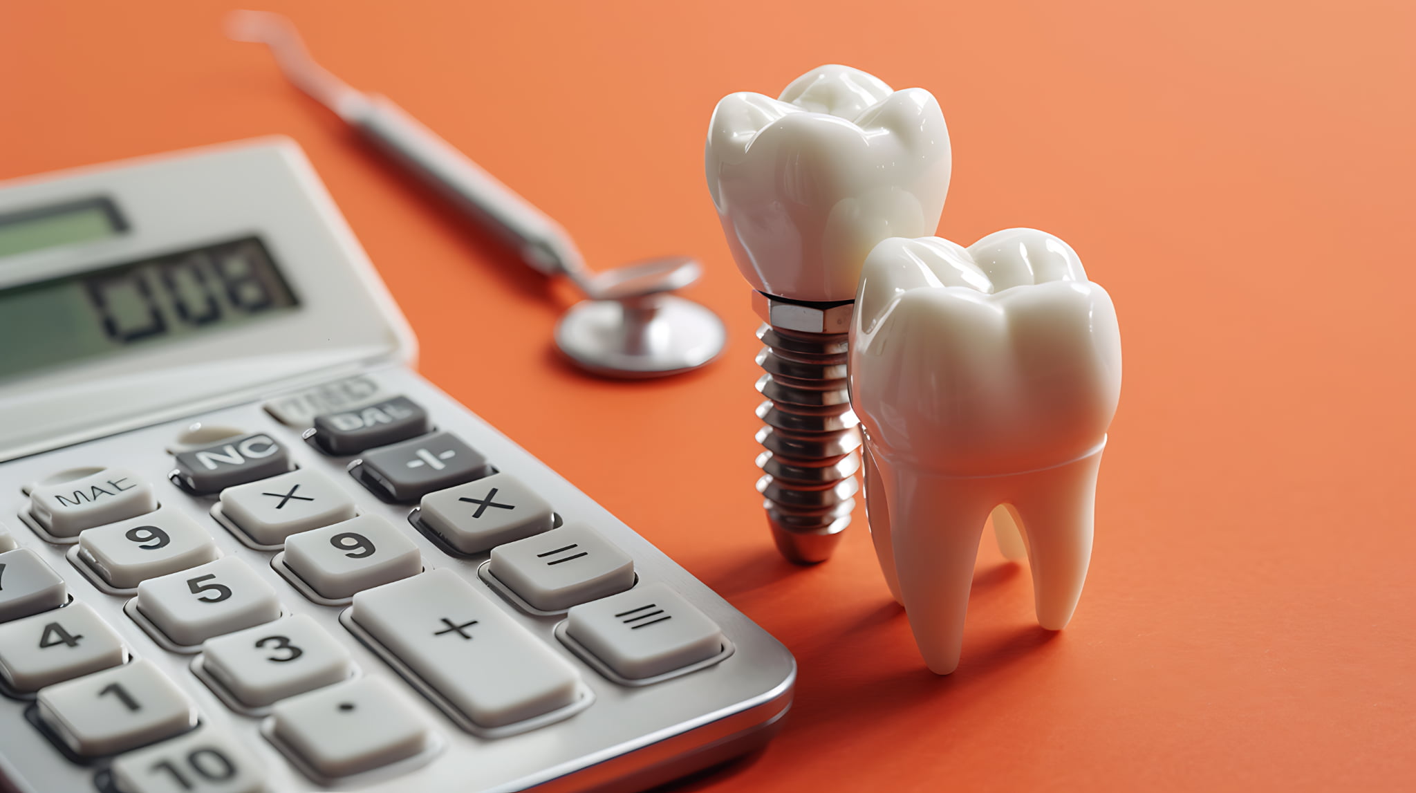 計算機とインプラントと奥歯の模型