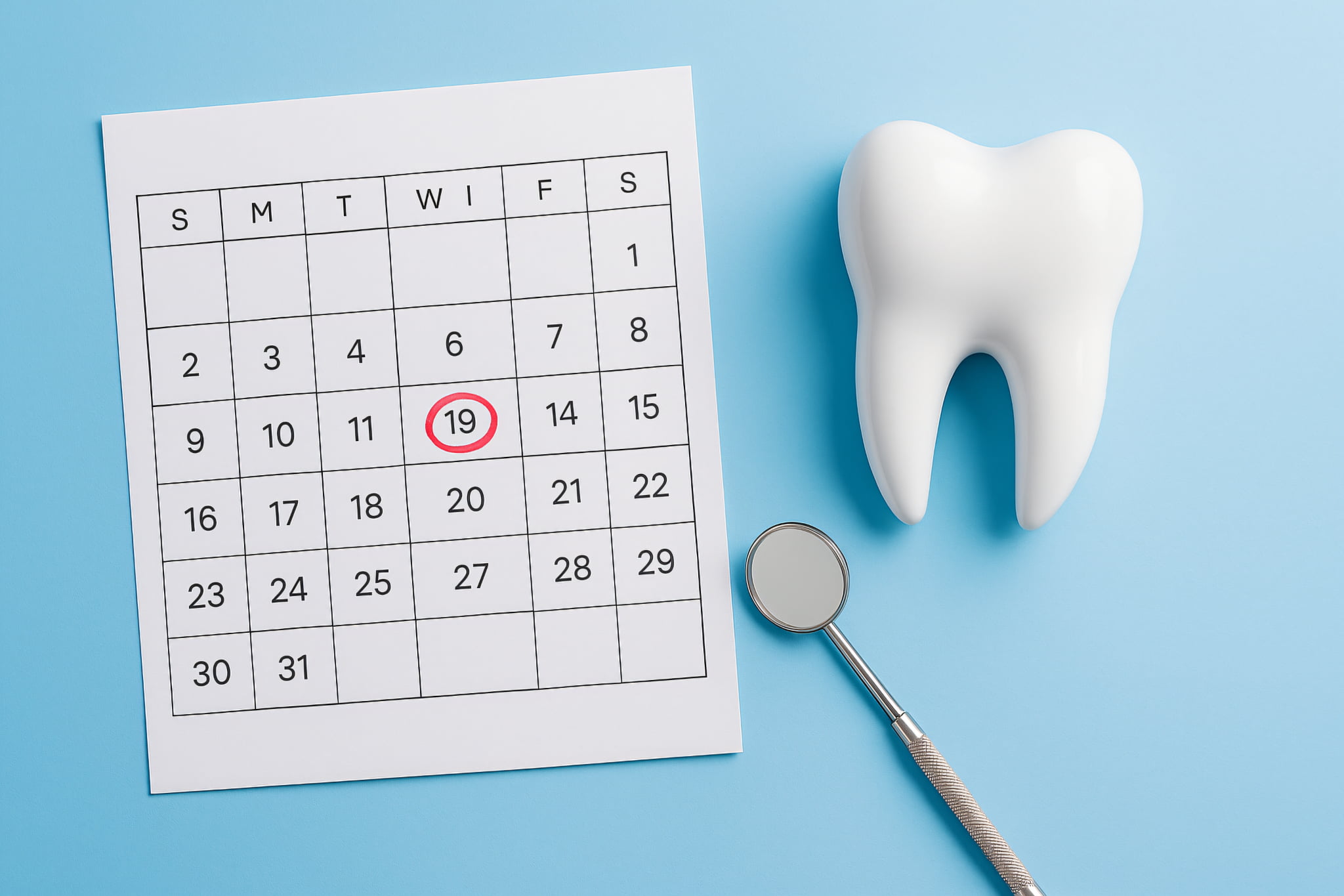 歯周病を予防するために定期歯科検診を受けるイメージ
